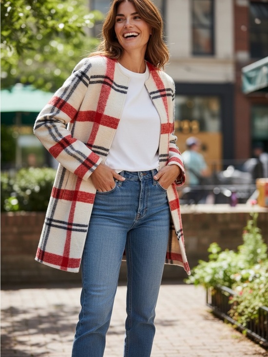 Cynthia Rowley Jackets & Blazers - CYNTHIA ROWLEY Wool Blend Plaid Open Duster Jacket